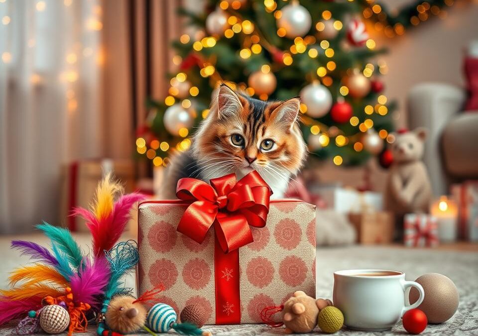Božični darilni paket za mačko – kaj naj bo v njem?
