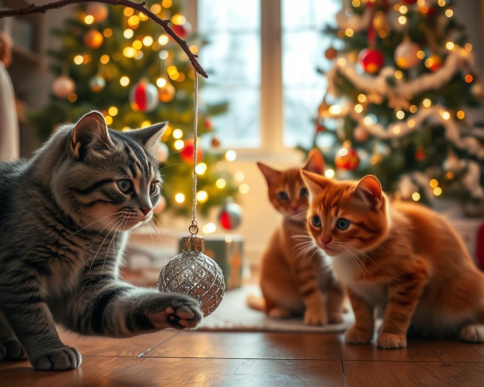 praznični sijaj in mačka