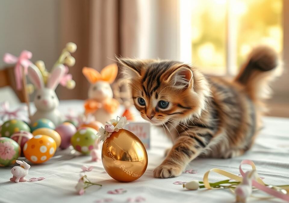 Velikonočni okraski in mačke – česa nikoli ne uporabljaj