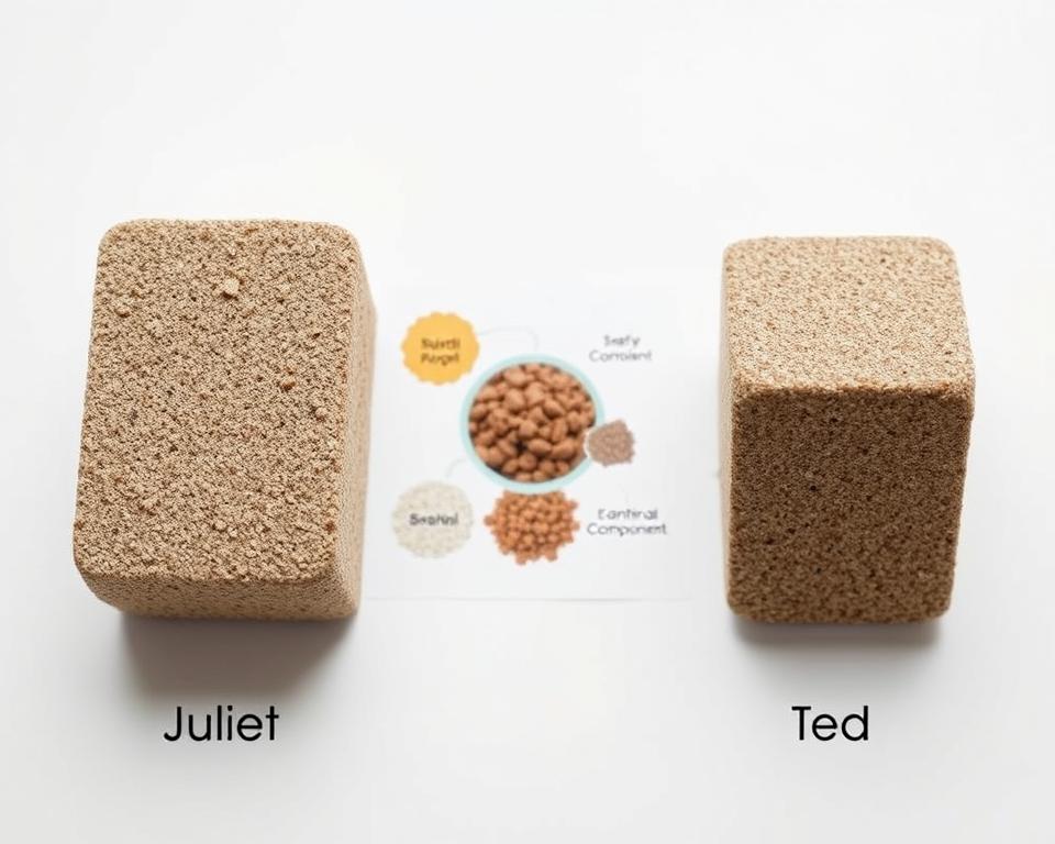 Juliet vs Ted: razlike v sestavi in velikosti briketov