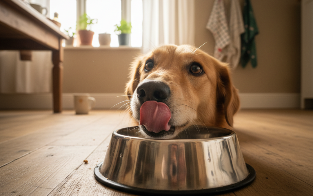 Zakaj pes liže posodo tudi po jedi?