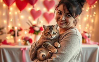 Valentinovo fotografiranje z mačko – romantika na štirih tačkah