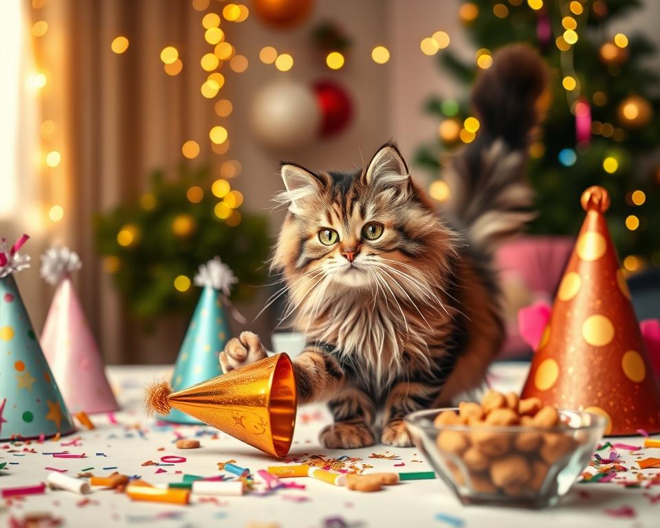 silvestrska zabava in mačka