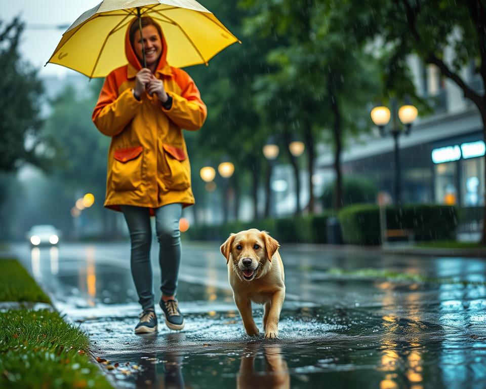 sprehod s psom v dežju
