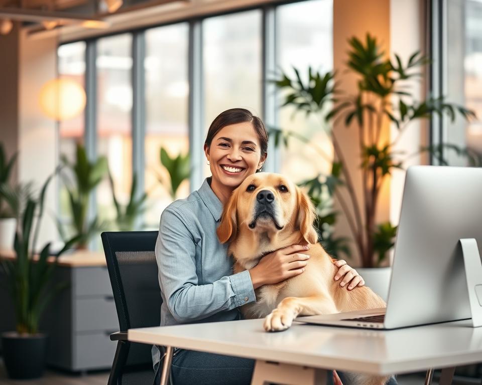 zniževanje stresa v pisarni s psom