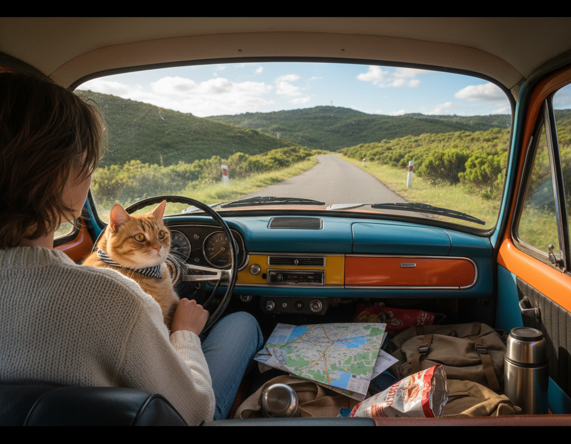 dolgo-potovanje-z-avtomobilom-z-macko dolgo potovanje z avtomobilom z mačko