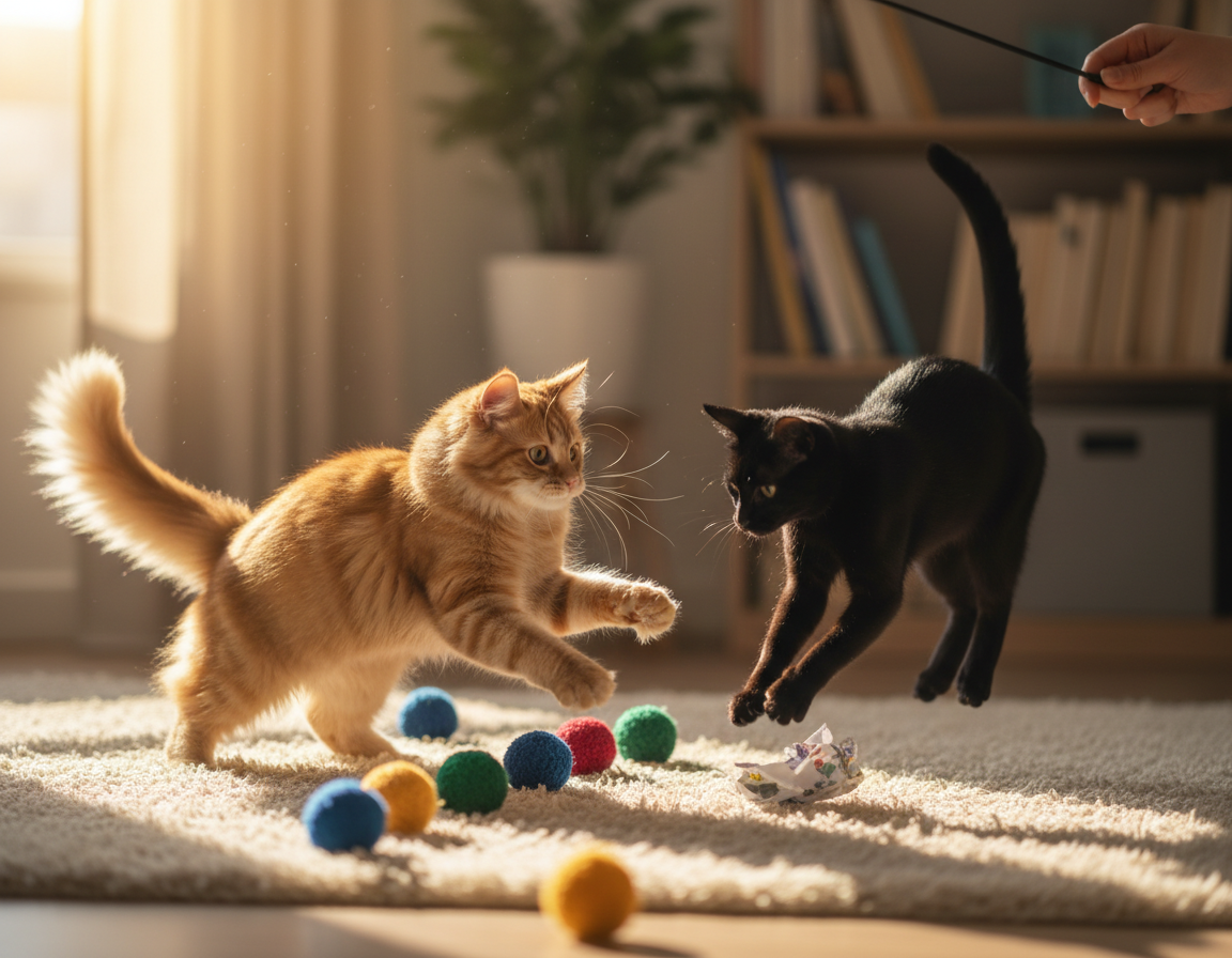 kombinacija igre in gibanja pri mačkah