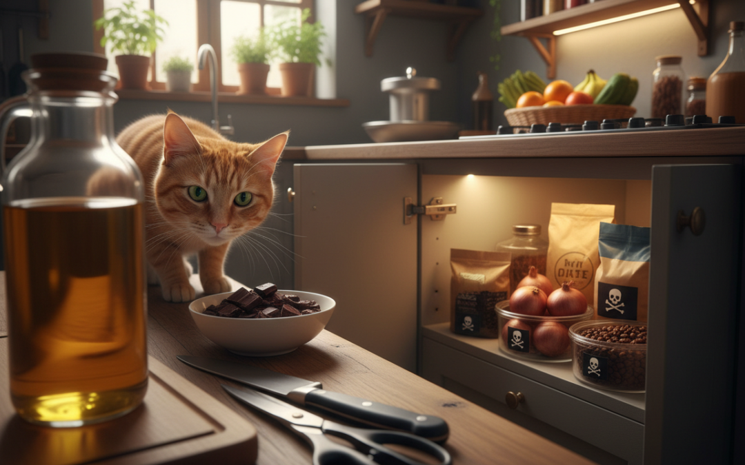 Kuhinjske nevarnosti za mačko – Vse, kar moraš vedeti o tem!