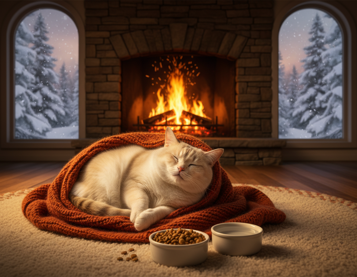 povečane kalorične potrebe mačke pozimi