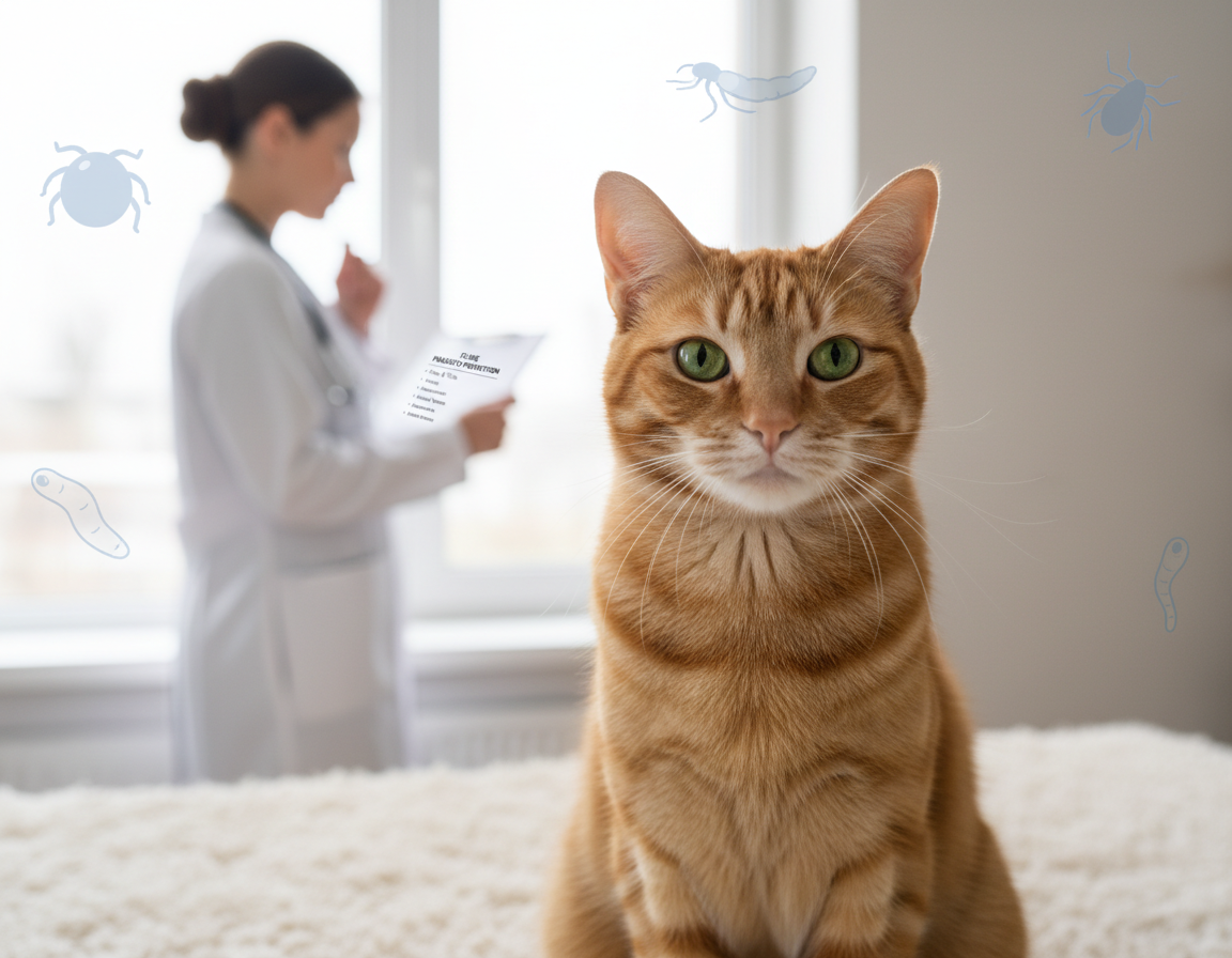 pregled parazitov pri mačkah