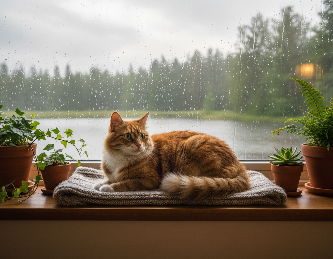 nega mačke po deževnem vremenu
