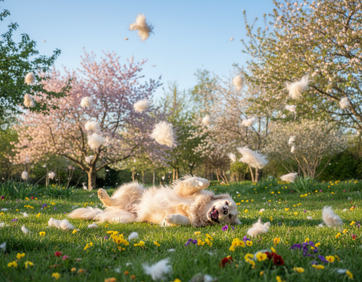 pes-pomlad-menjava-dlake pes pomlad menjava dlake