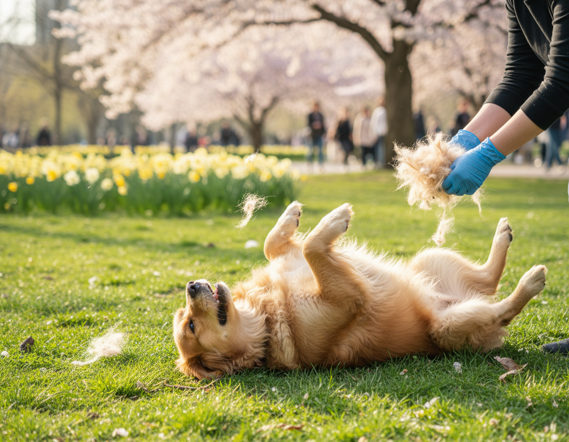 pes pomlad obdobje menjave dlake