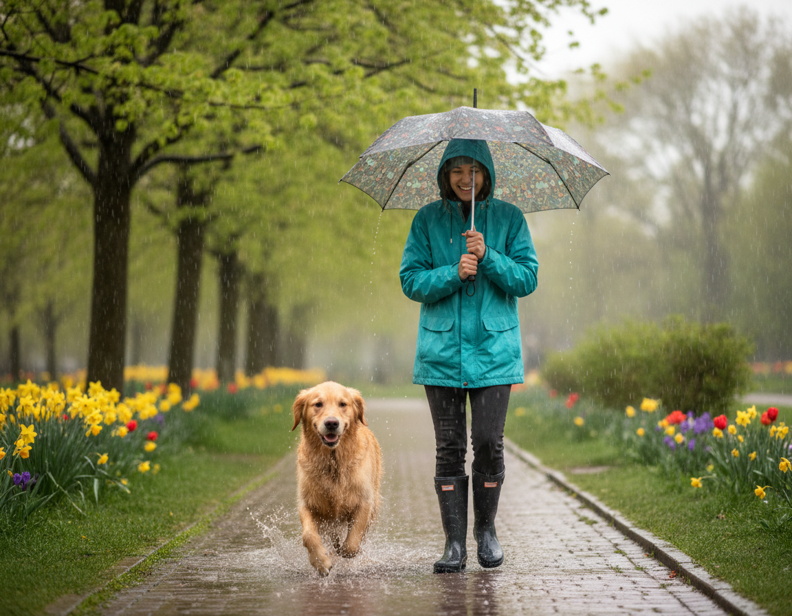 Sprehod s psom v spomladanskem dežju – kaj potrebuješ?