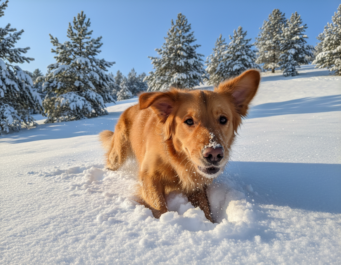 pes-zima-igra-iskanja-v-snegu pes zima igra iskanja v snegu