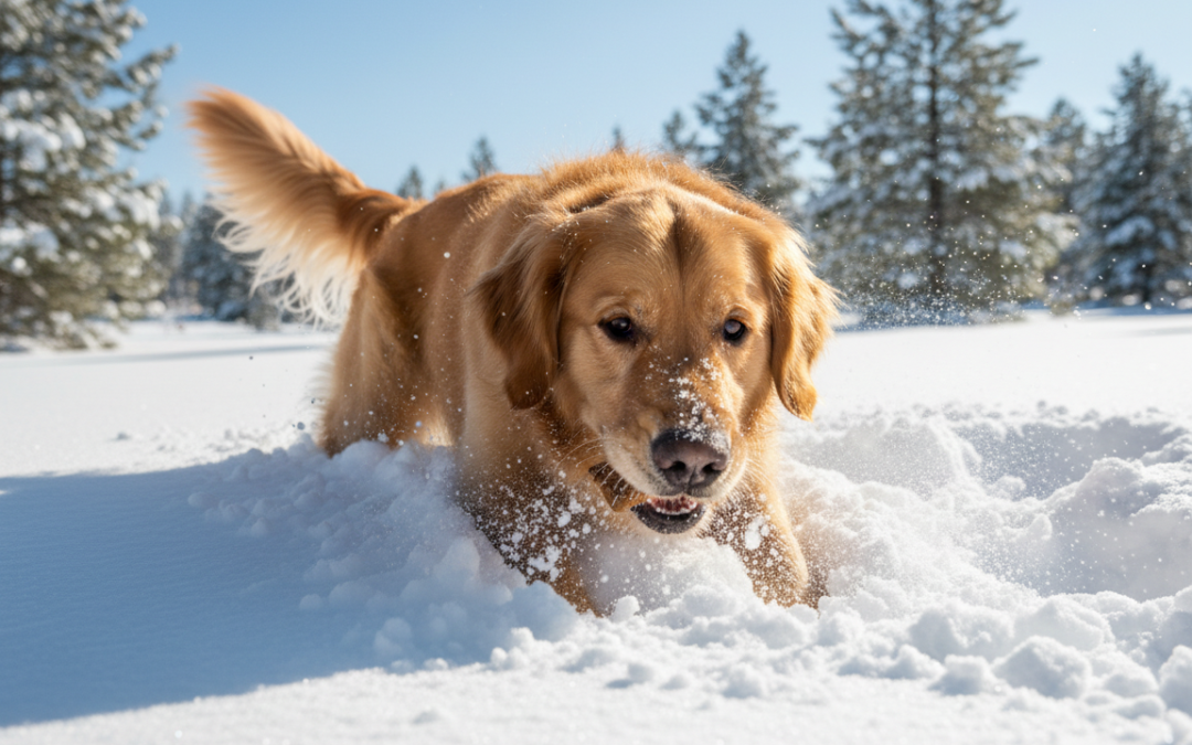 Iskanje priboljškov v snegu – naravna zimska igra za psa