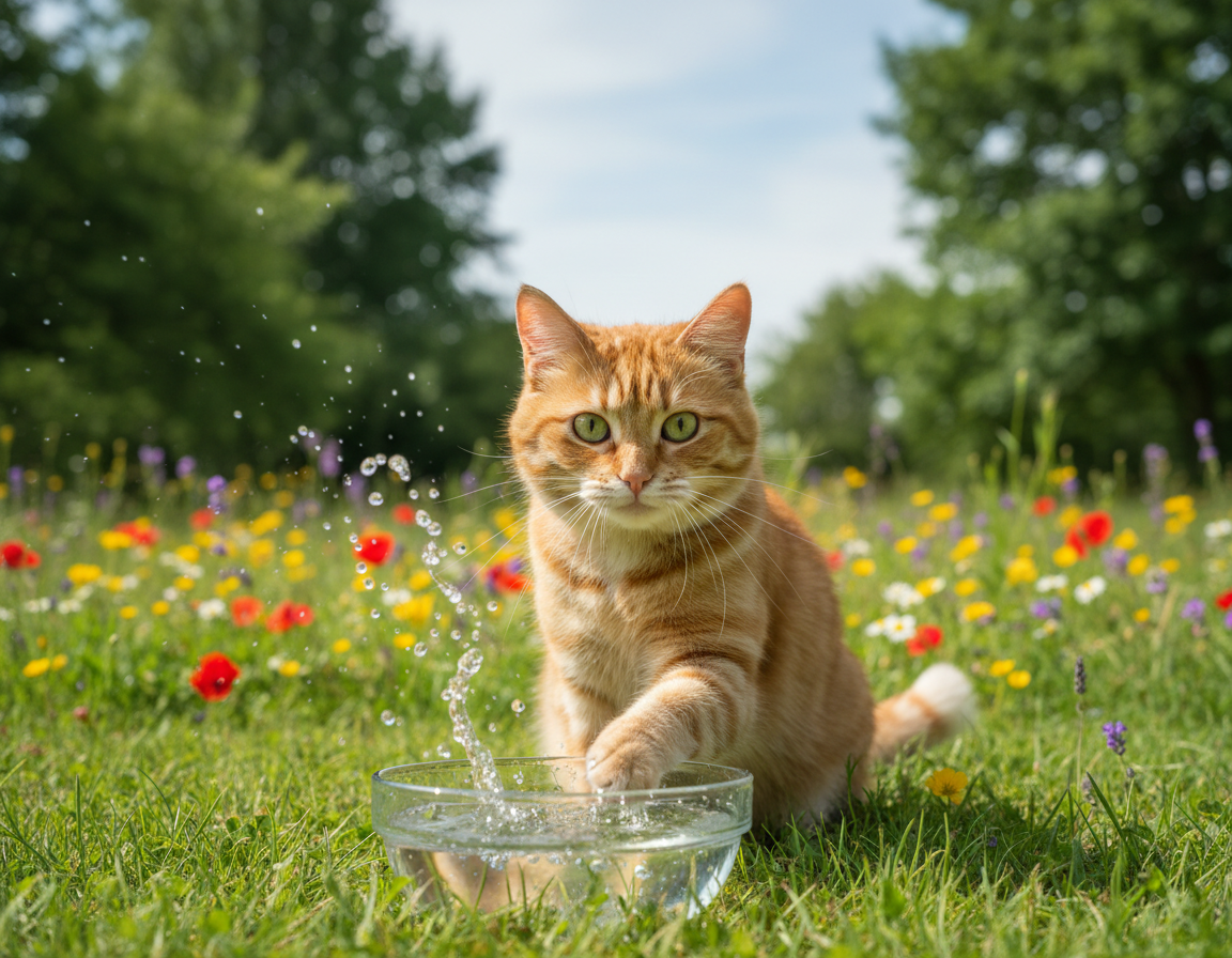 poletni vnos vode pri mački