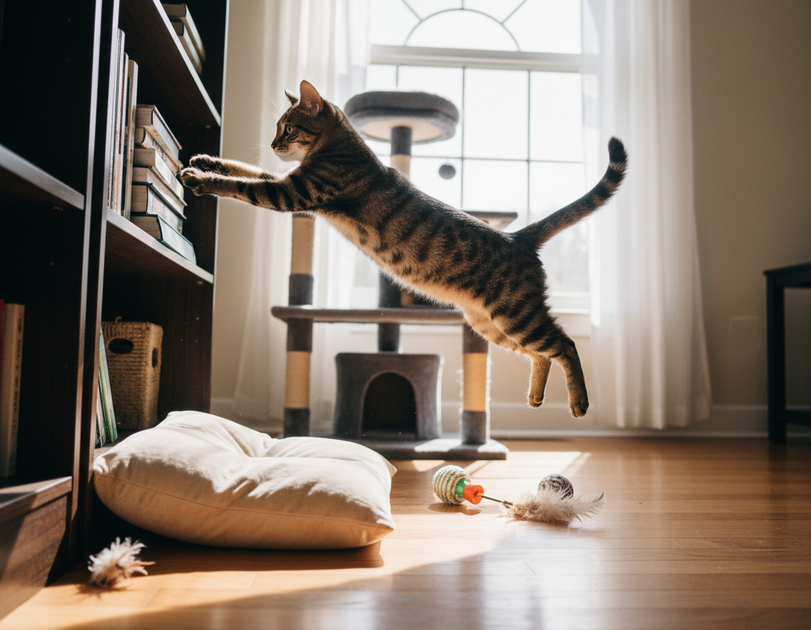 razvoj skakalnih sposobnosti mačke