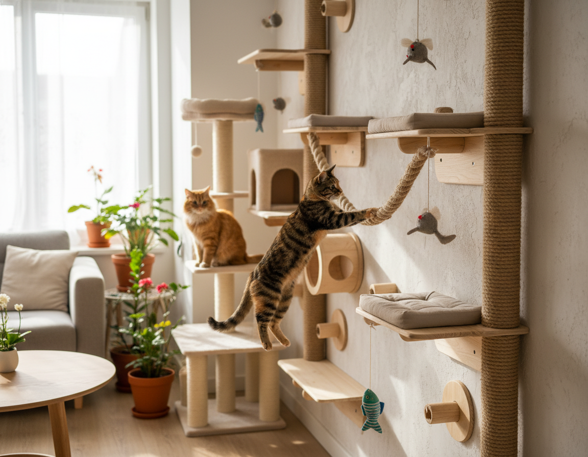 trening na plezalni steni za mačke